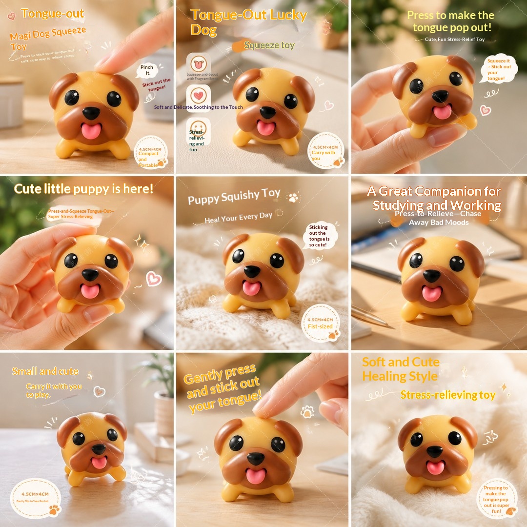 Cute Tongue Out Dog Squishy To - Prank Toys 评论和价格