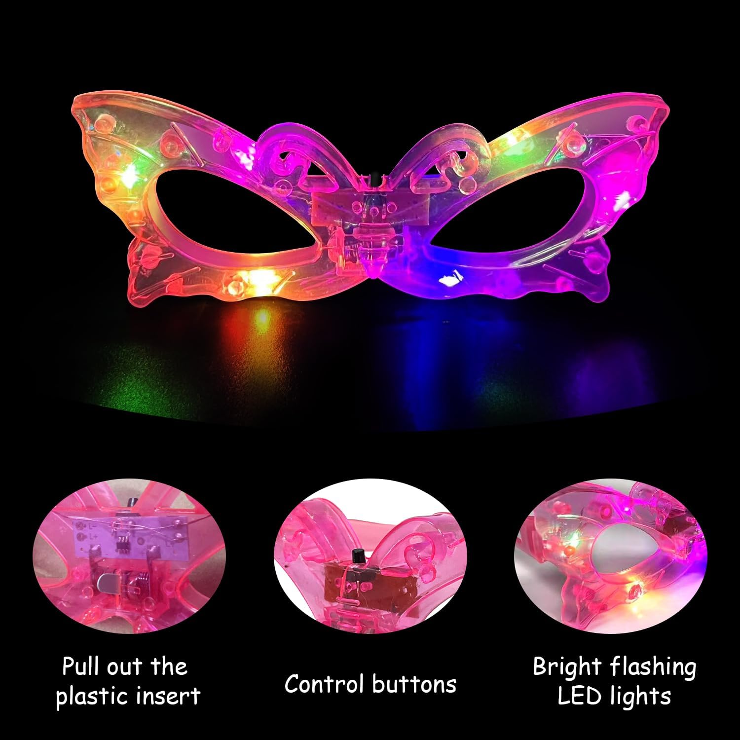 12pcs LED Light Up Glasses Glo - Glow In The Dark Party Glasses 评论和价格
