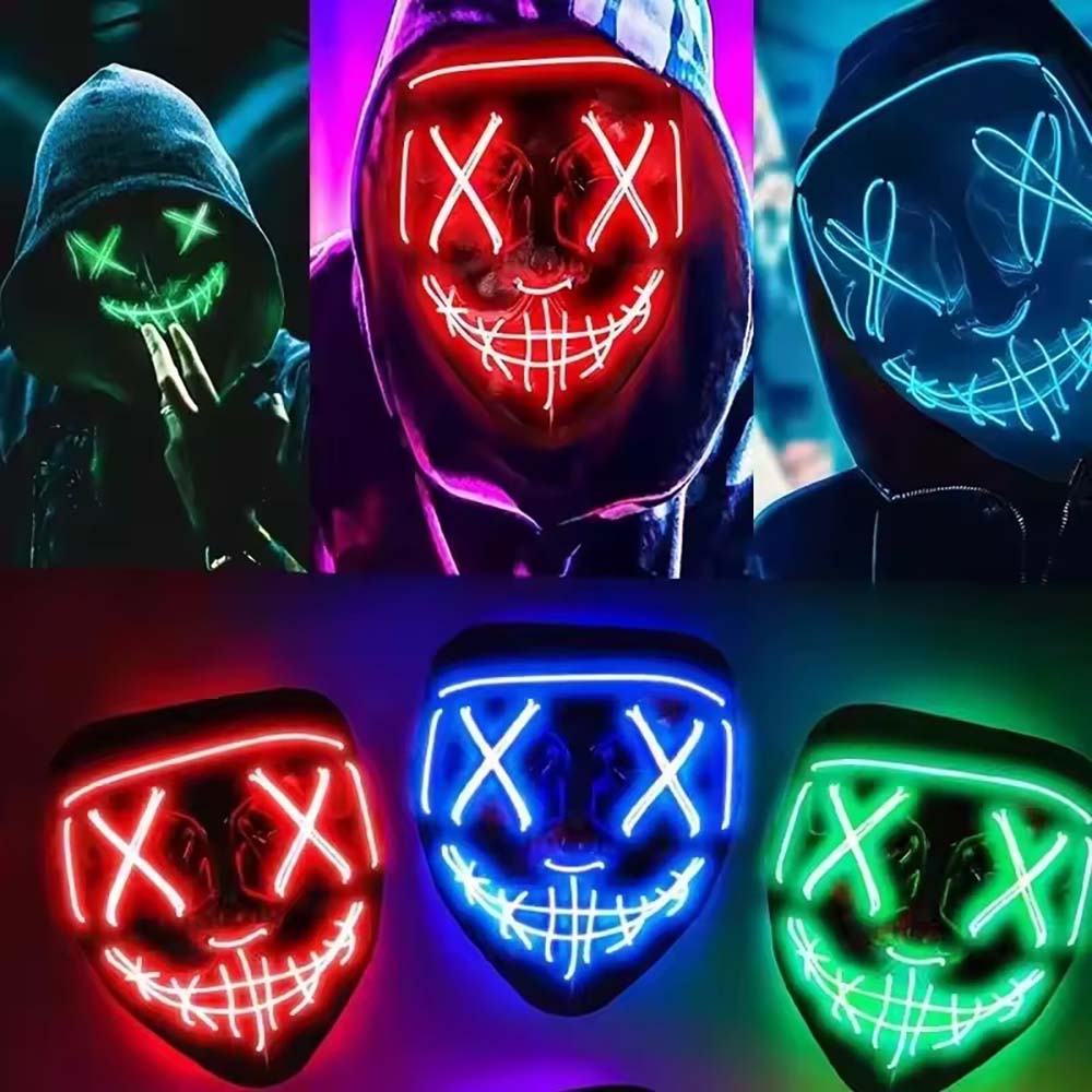 Wireless Neon Led Purge Mask G - Led Purge Mask Halloween 评论和价格