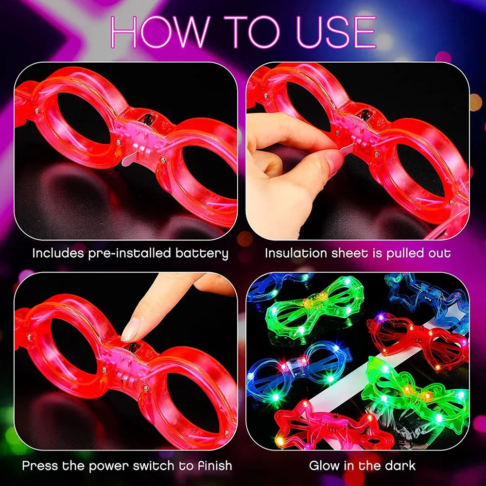 LED Glasse Neon Glow In The Da - Glow In The Dark Party Glasses 评论和价格